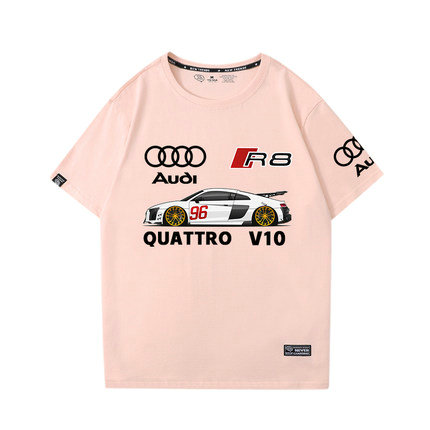 T-shirt Audi Quattro R8 V10 Imprimé Col Rond Homme Manches Courtes